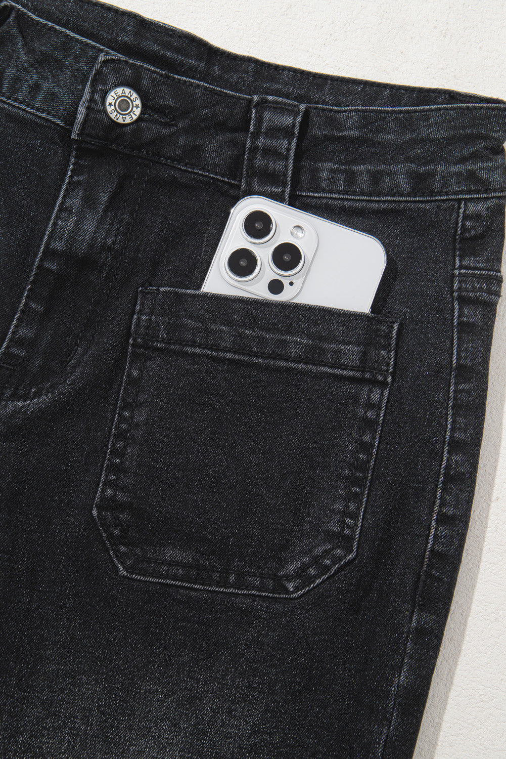 Black Wide Leg Pocketed High Waist Jeans
