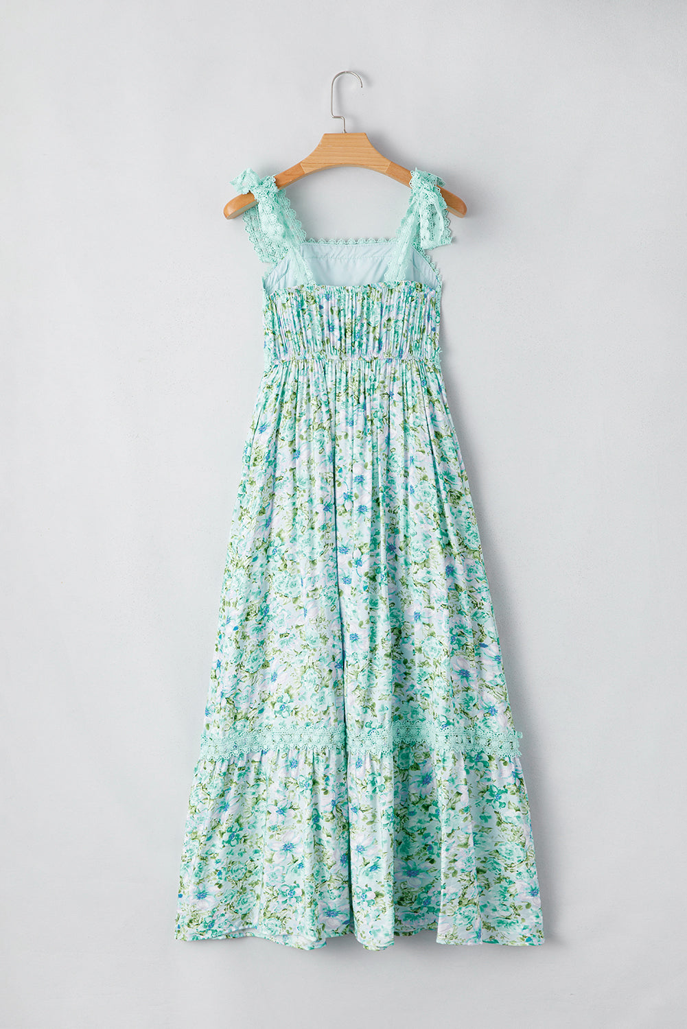Rose Floral Lace Tied Strap Empire Waist Maxi Dress
