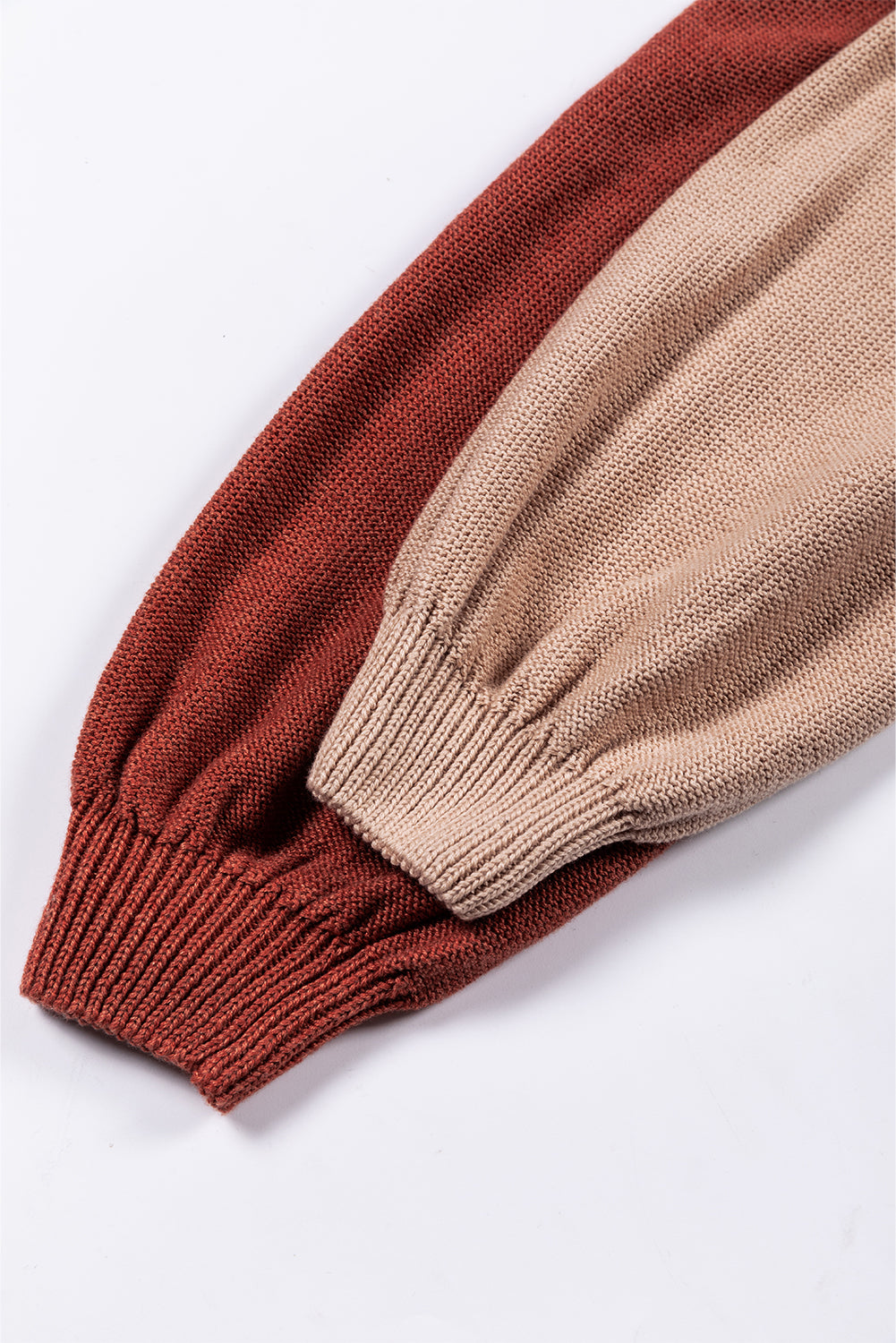 Black Colorblock Bishop Sleeve Ribbed Trim Sweater