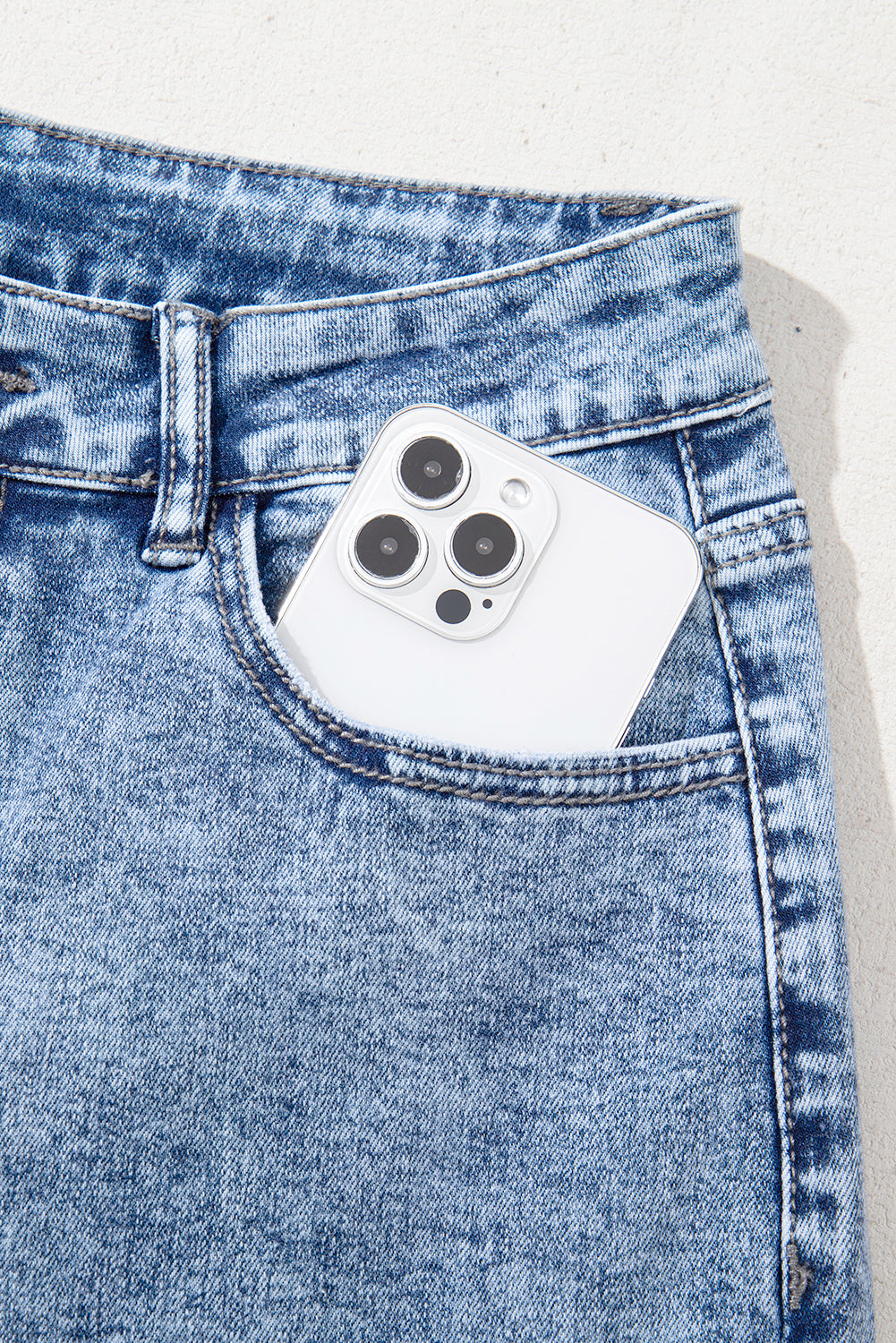 Ashleigh Blue Mineral Wash Bottom Cuff Distressed Wide Leg Jeans