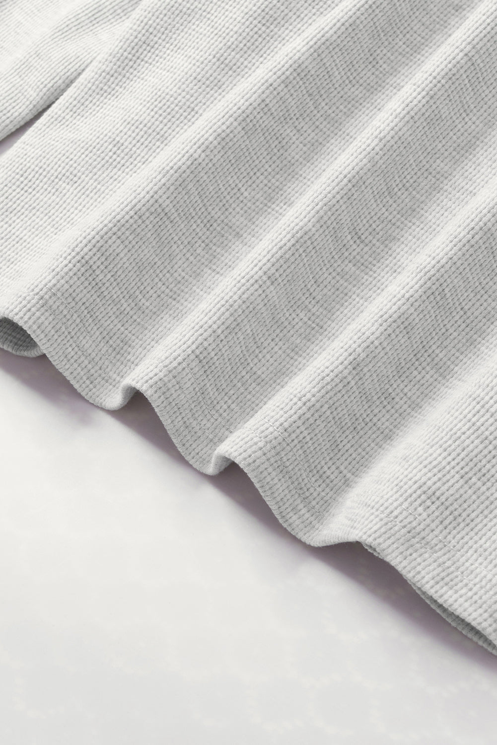 Gray Exposed Seam Ribbed Patchwork V Neck Sweatshirt