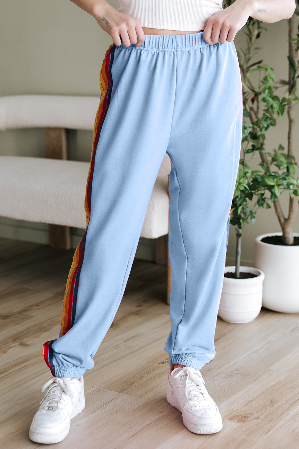 Dark Grey Counting Rainbows High Waist Sweatpants