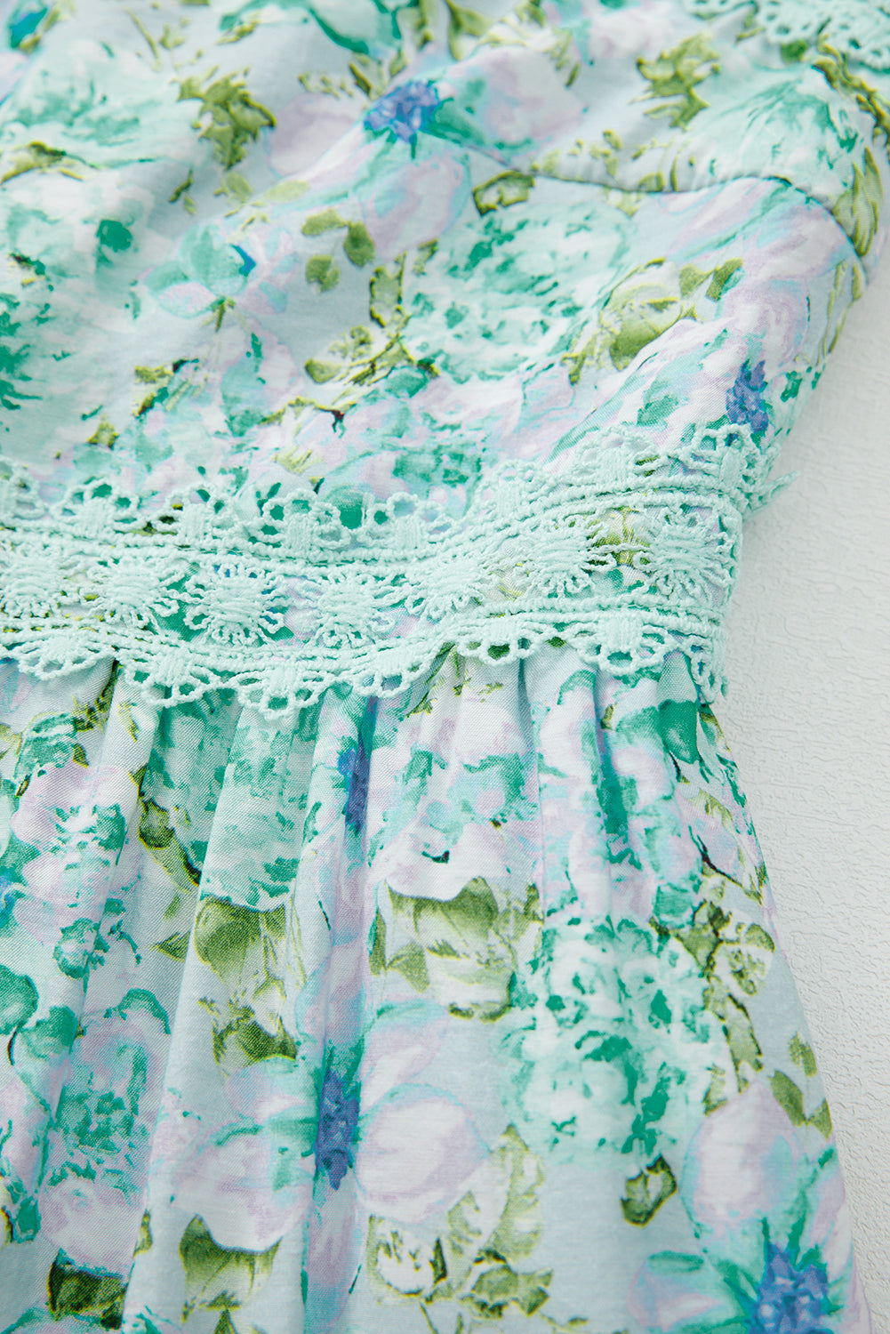 Rose Floral Lace Tied Strap Empire Waist Maxi Dress