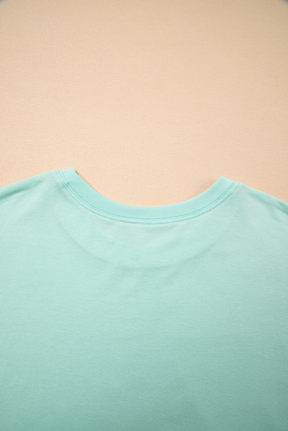 Sky Blue Solid Color Pocketed Raw Edge Babydoll Dress