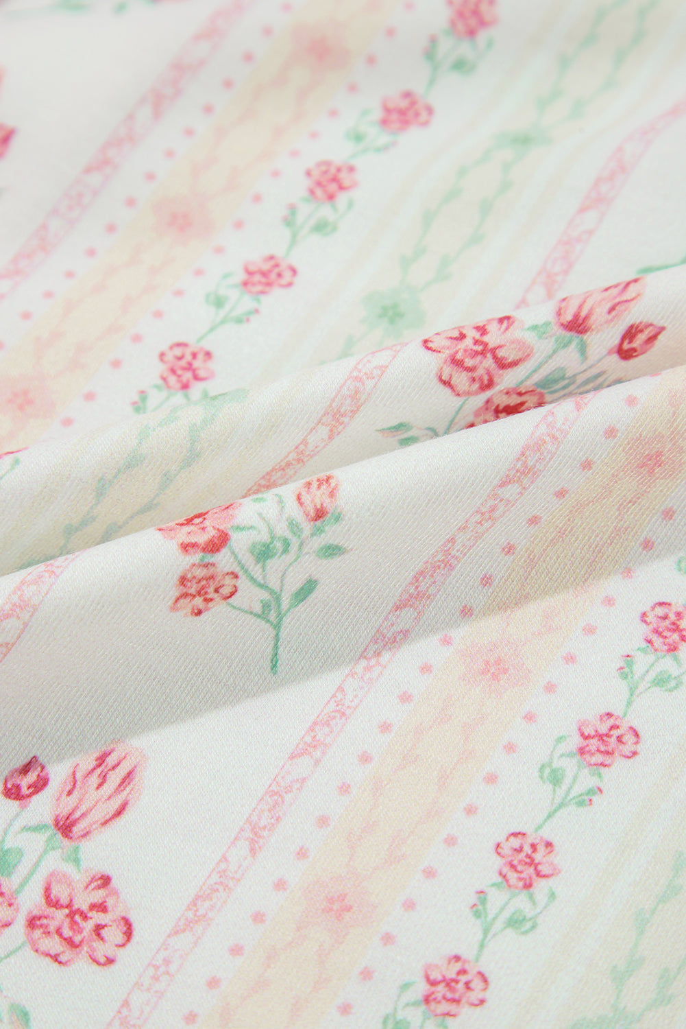 Beige Bow Fruit Print Contrast Pipping Short Pajamas Set