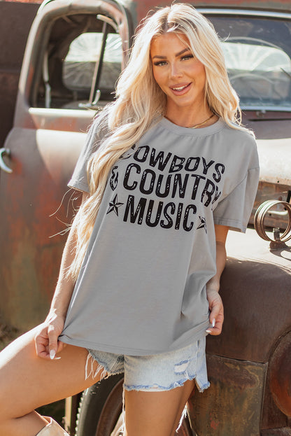 High Cowboys & Country Music Graphic Crew Neck T Shirt