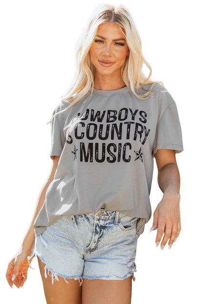 High Cowboys & Country Music Graphic Crew Neck T Shirt