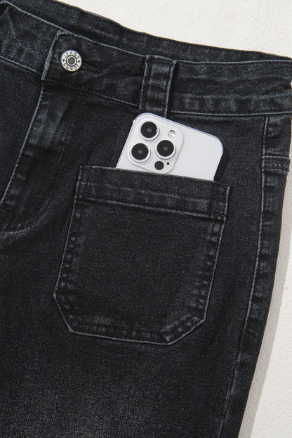 Black Wide Leg Pocketed High Waist Jeans