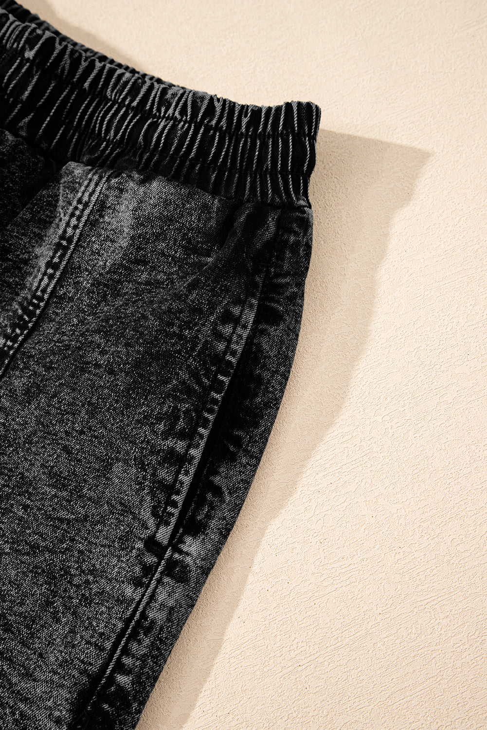 Dusk Blue Drawstring High Waist Pocketed Denim Shorts