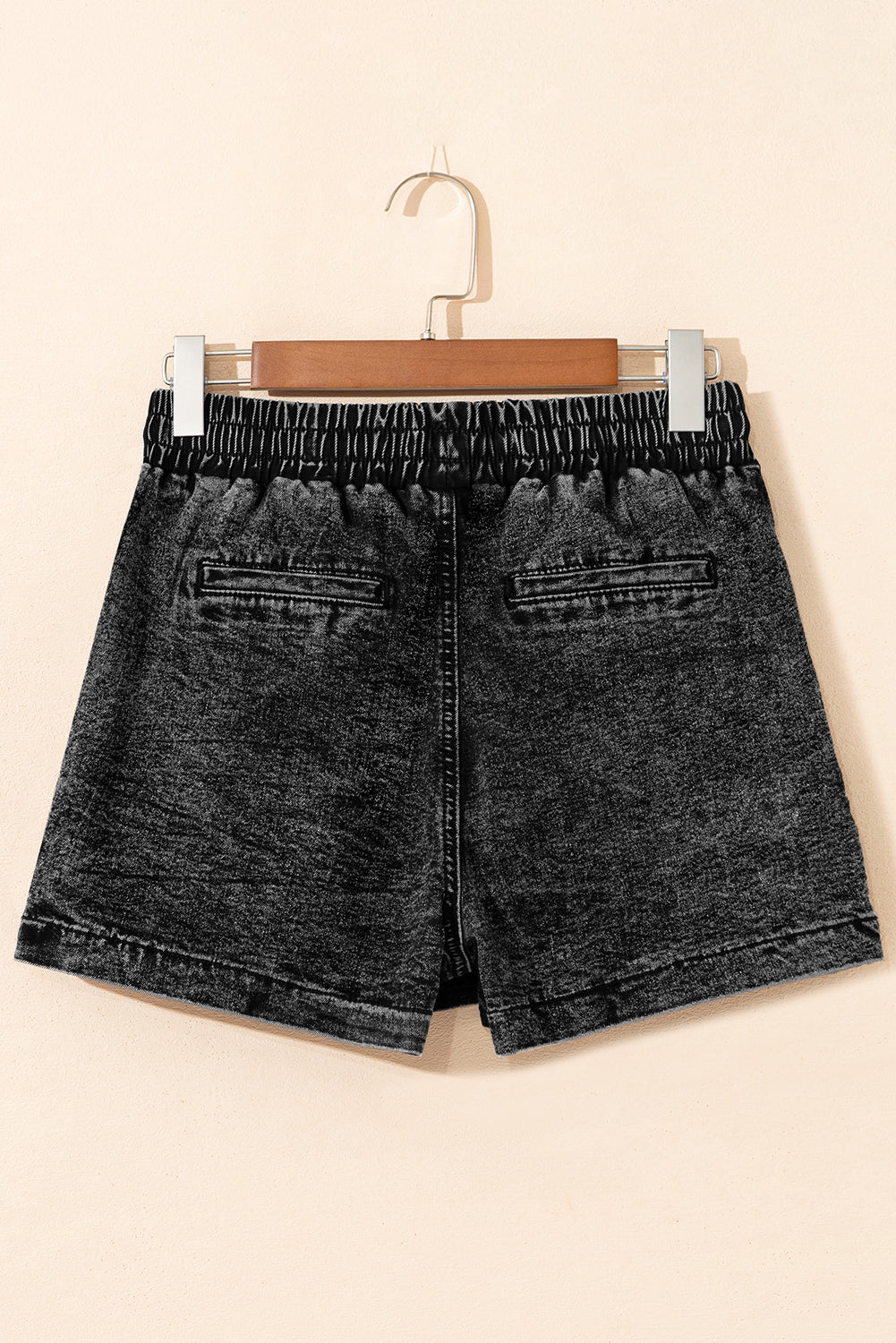 Dusk Blue Drawstring High Waist Pocketed Denim Shorts