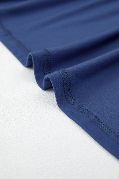 Navy Blue Textured V Neck Flutter Sleeve Ruffled Maxi Dress