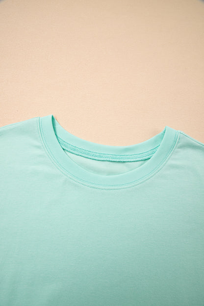 Sky Blue Solid Color Pocketed Raw Edge Babydoll Dress