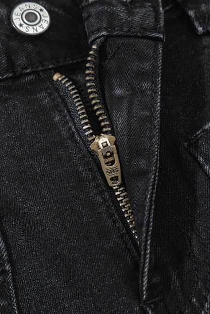 Black Wide Leg Pocketed High Waist Jeans