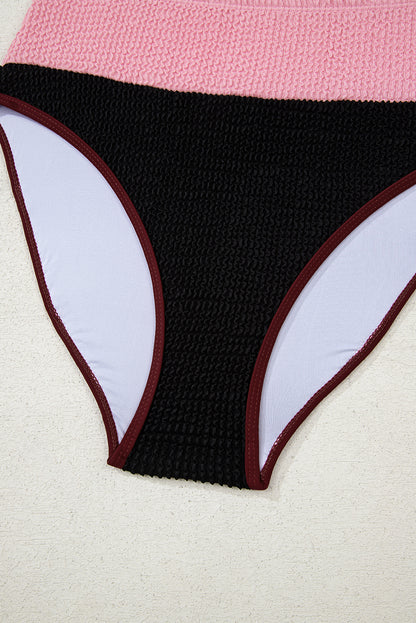 Beau Blue Color Block High Waisted Sexy Bikini Set