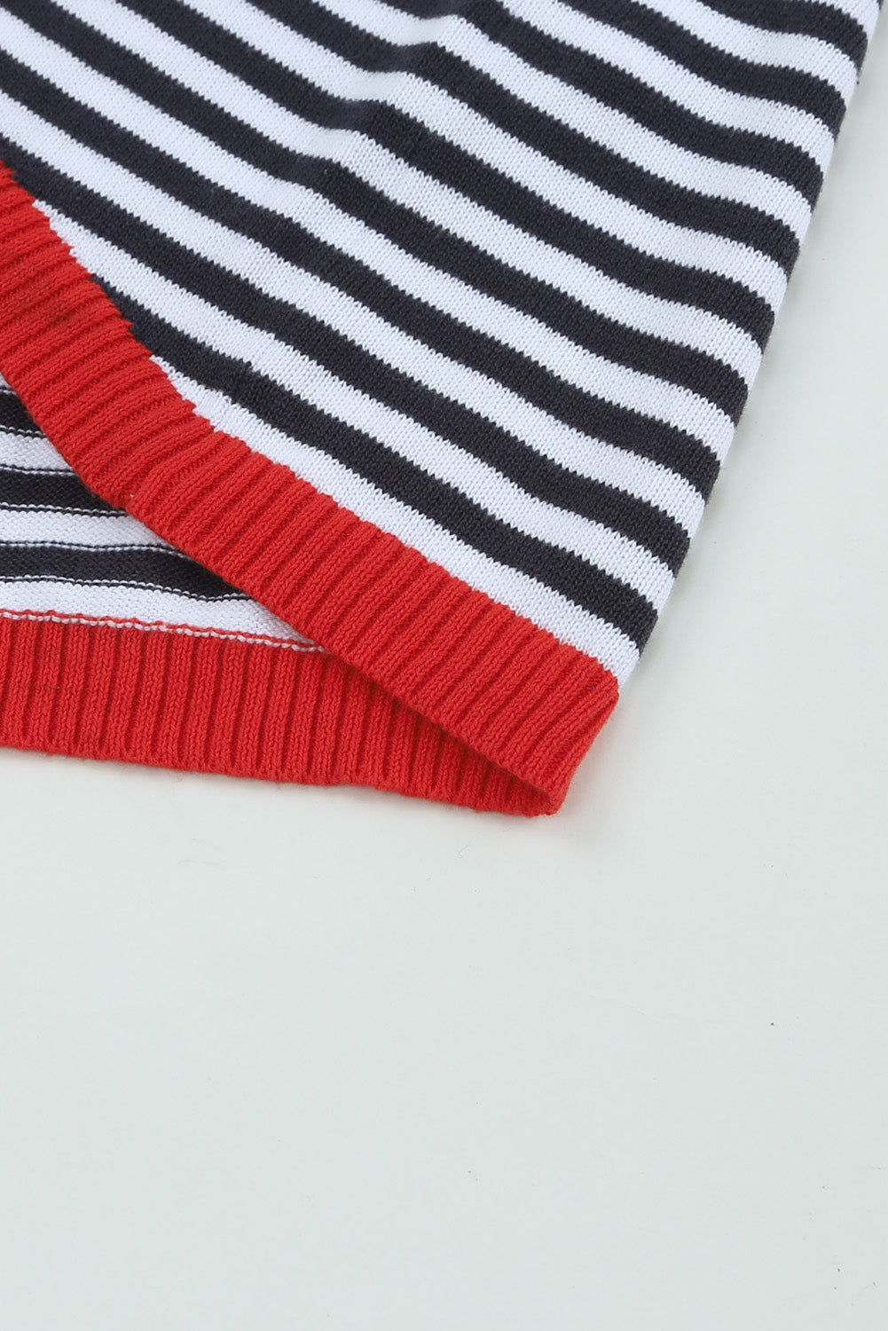 Contrast Trimmed Striped Drop Shoulder Sweater