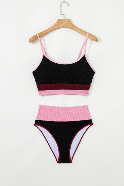 Beau Blue Color Block High Waisted Sexy Bikini Set
