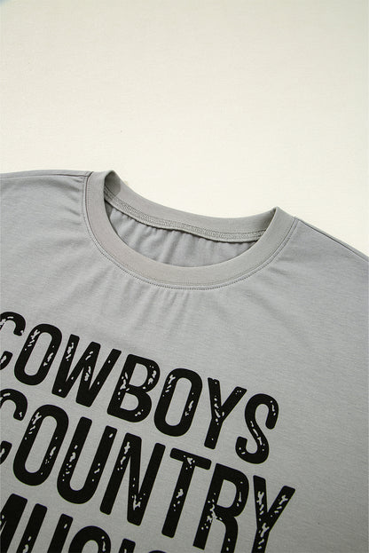 High Cowboys & Country Music Graphic Crew Neck T Shirt