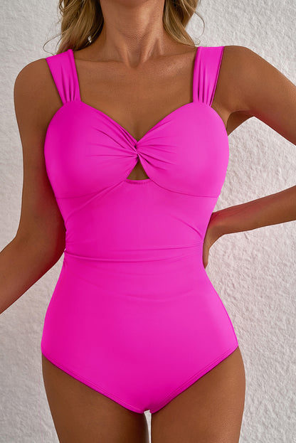 Black Cut out Twist Bowknot Backless One Piece Swimsuit