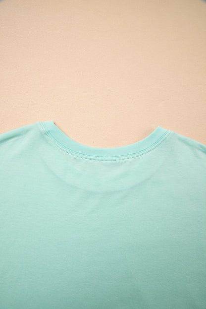 Sky Blue Solid Color Pocketed Raw Edge Babydoll Dress