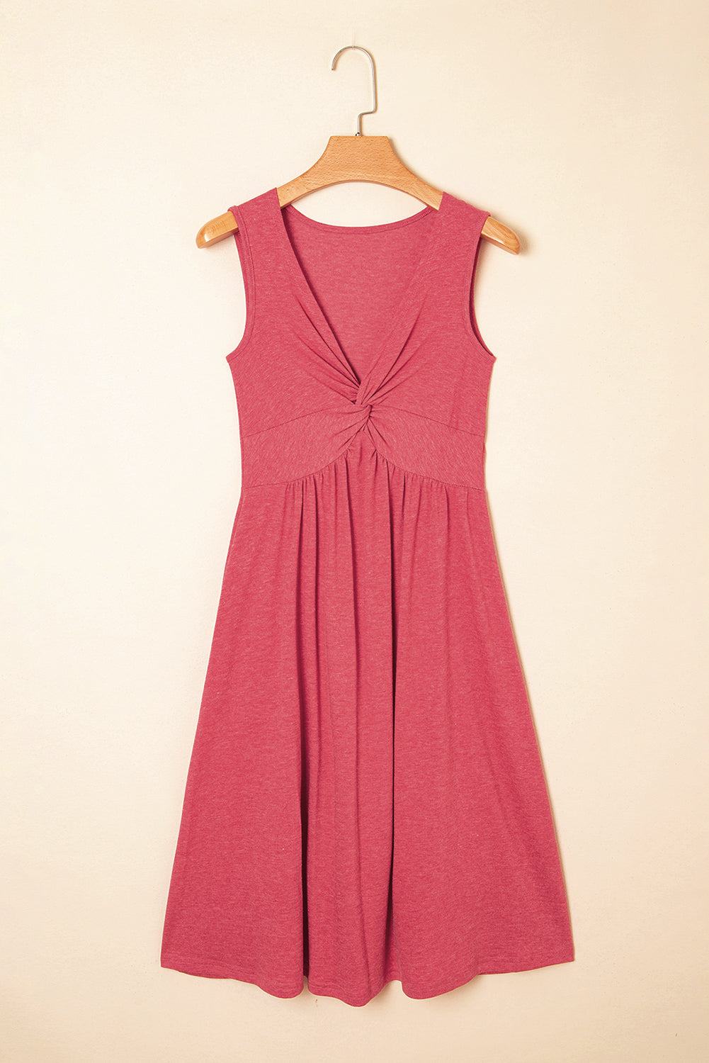 Carbon Grey Twisted Bust V Neck Sleeveless Dress
