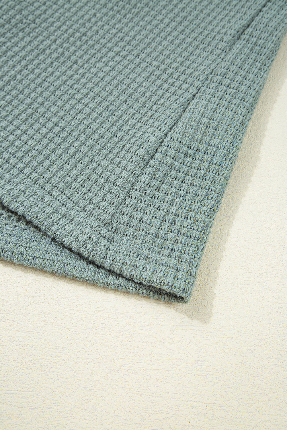 Oatmeal Lace Patchwork Waffle Short Sleeve Top