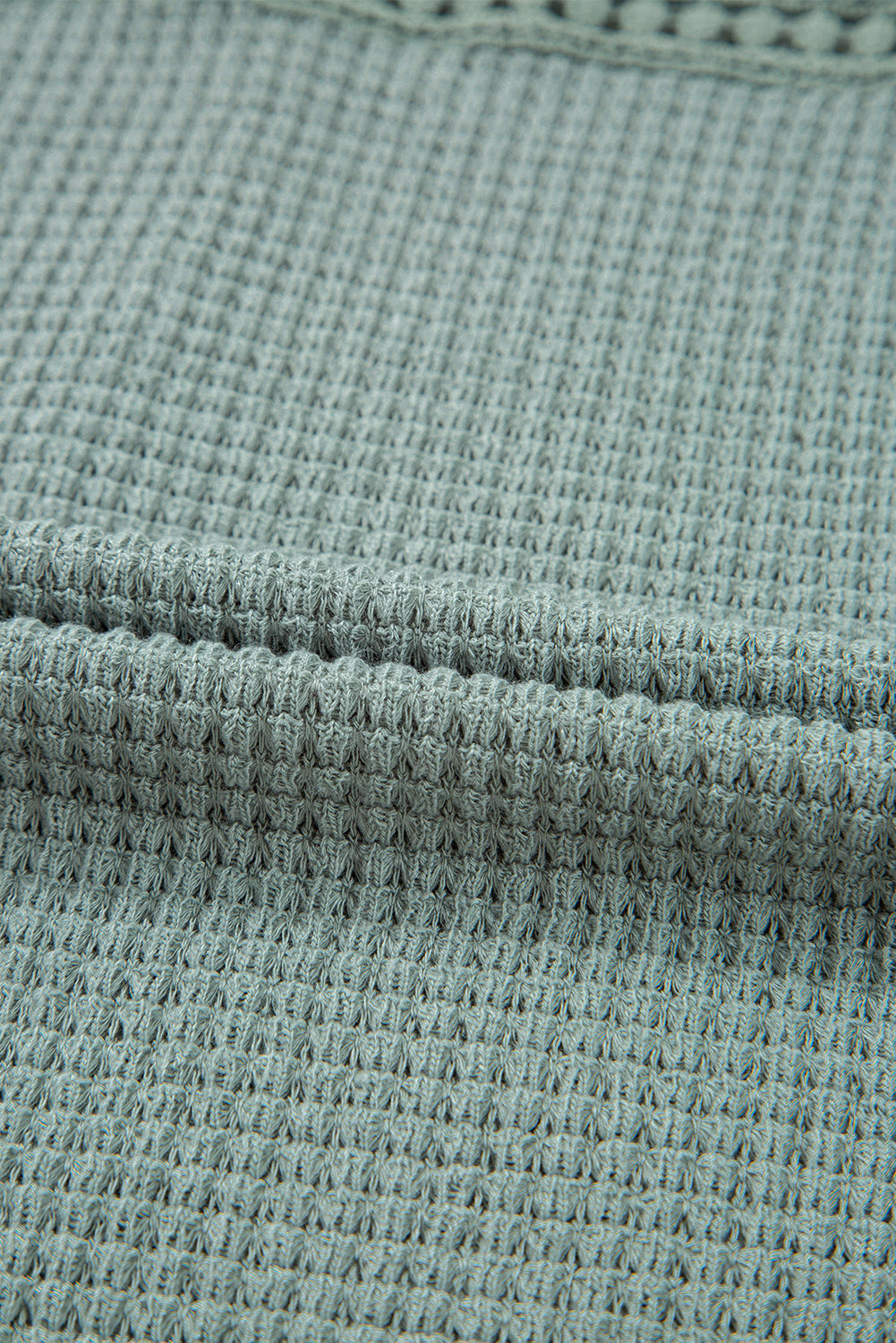 Oatmeal Lace Patchwork Waffle Short Sleeve Top