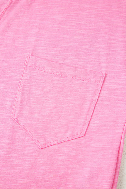 Sachet Pink Loose Fit Half Sleeve T Shirt and High Waist Skirt Set