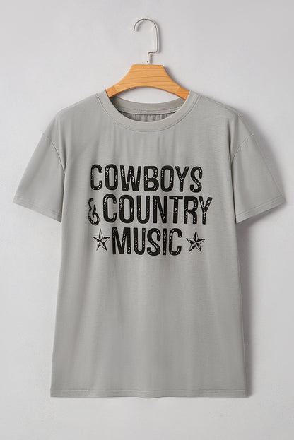 High Cowboys & Country Music Graphic Crew Neck T Shirt
