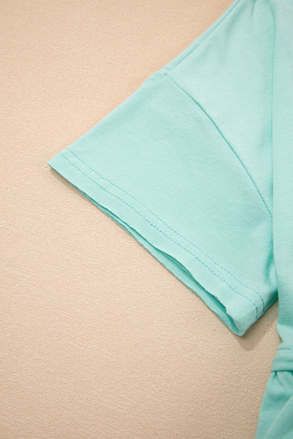 Sky Blue Solid Color Pocketed Raw Edge Babydoll Dress