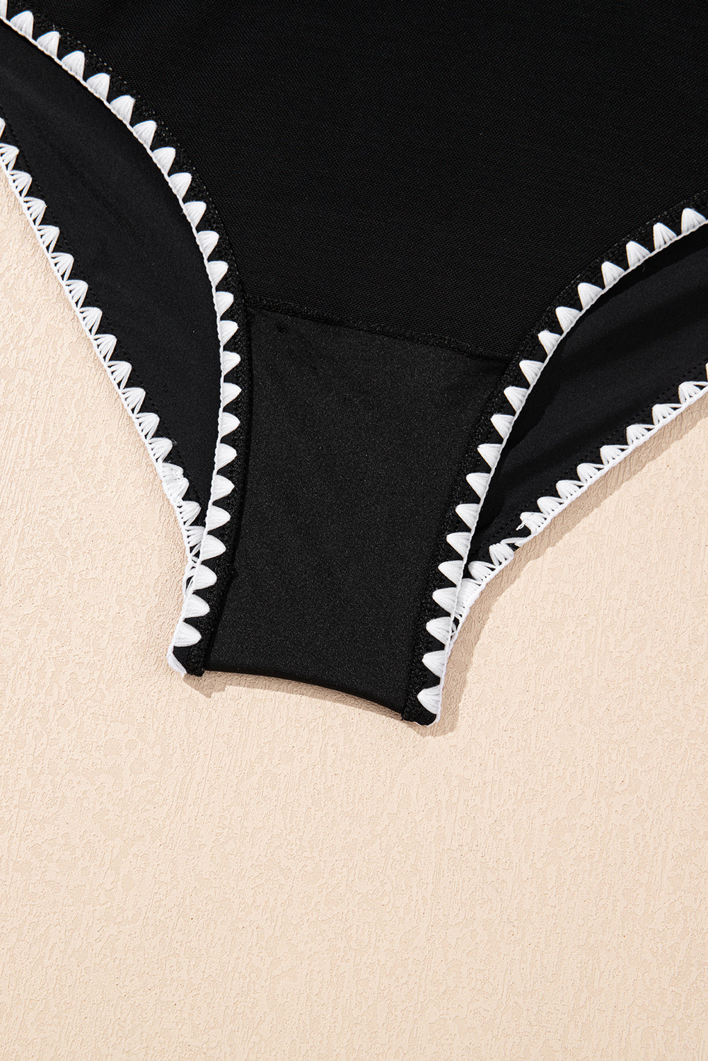 Beau Blue Ric Rac Trim Contrasted Patchwork Cutout One Piece Swimsuit