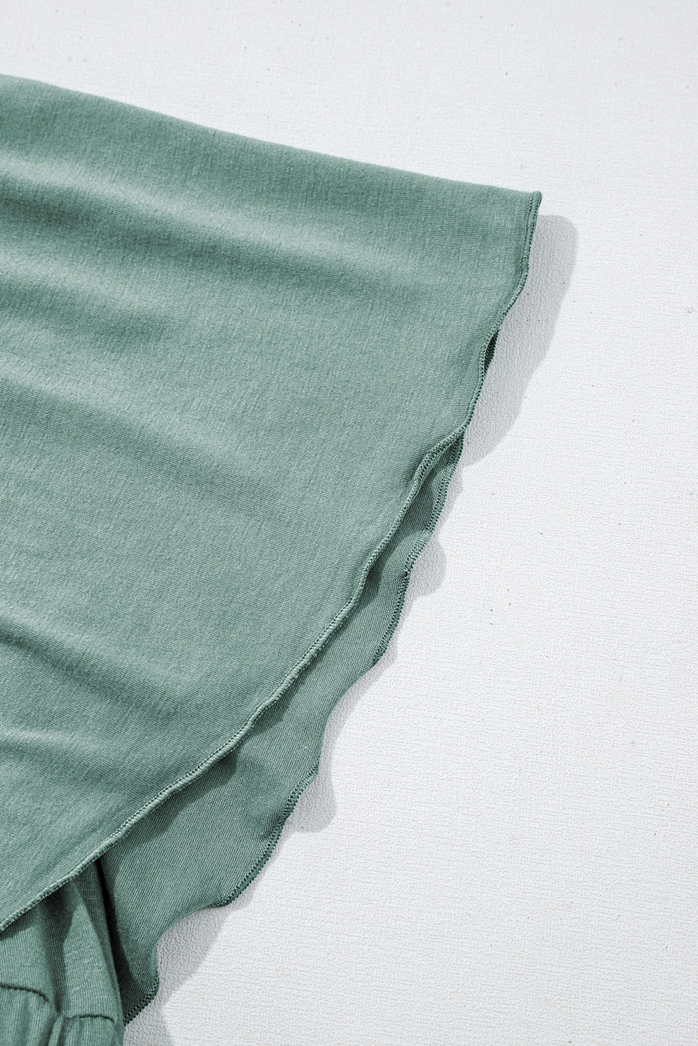 Grass Green Textured V Neck Flutter Sleeve Ruffled Maxi Dress