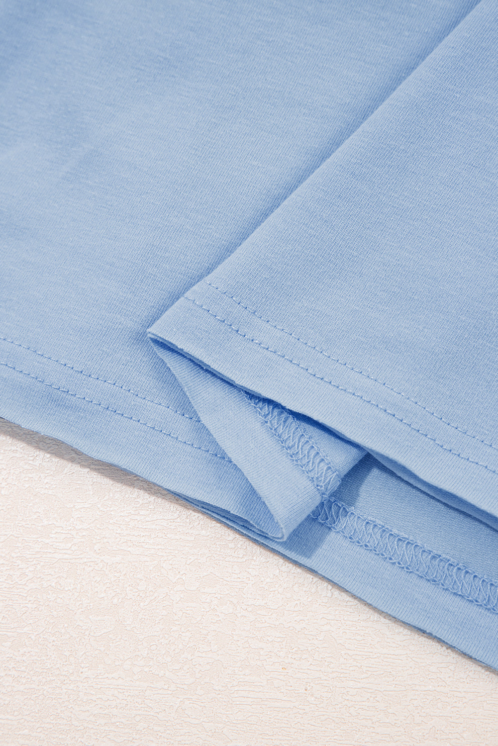 Sky Blue Solid Color Pocketed Raw Edge Babydoll Dress