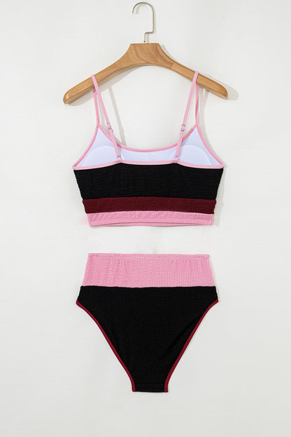 Beau Blue Color Block High Waisted Sexy Bikini Set
